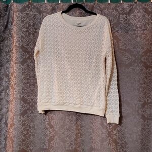 Ruff Hewn Lace and Cotton Off White Crew Neck Sweater Size Medium